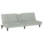 vidaXL Sofá cama con portavasos terciopelo gris claro vidaXL Sofá cama con portavasos terciopelo gris claro