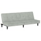 vidaXL Sofá cama con portavasos terciopelo gris claro vidaXL Sofá cama con portavasos terciopelo gris claro