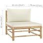 vidaXL Set de muebles de jardín 3 piezas bambú y cojines blanco crema vidaXL Set de muebles de jardín 3 piezas bambú y cojines blanco crema