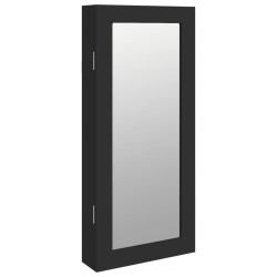 vidaXL Espejo con joyero de pared negro 30x8,5x67 cm