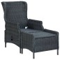 vidaXL Sillón reclinable de jardín con reposapiés ratán PE gris oscuro vidaXL Sillón reclinable de jardín con reposapiés ratán PE gris oscuro