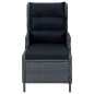 vidaXL Sillón reclinable de jardín con reposapiés ratán PE gris oscuro vidaXL Sillón reclinable de jardín con reposapiés ratán PE gris oscuro