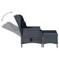 vidaXL Sillón reclinable de jardín con reposapiés ratán PE gris oscuro vidaXL Sillón reclinable de jardín con reposapiés ratán PE gris oscuro