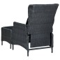vidaXL Sillón reclinable de jardín con reposapiés ratán PE gris oscuro vidaXL Sillón reclinable de jardín con reposapiés ratán PE gris oscuro