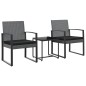 vidaXL Set comedor jardín 3 pzas cojines PP aspecto ratán gris oscuro vidaXL Set comedor jardín 3 pzas cojines PP aspecto ratán gris oscuro