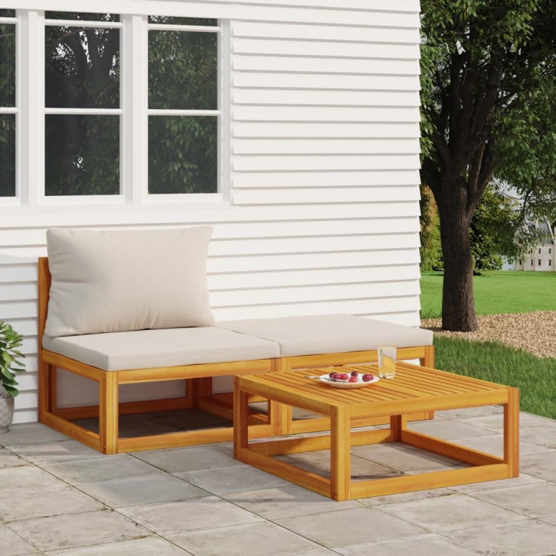 vidaXL Set de muebles para jardín 3 piezas con cojines madera acacia vidaXL Set de muebles para jardín 3 piezas con cojines madera acacia