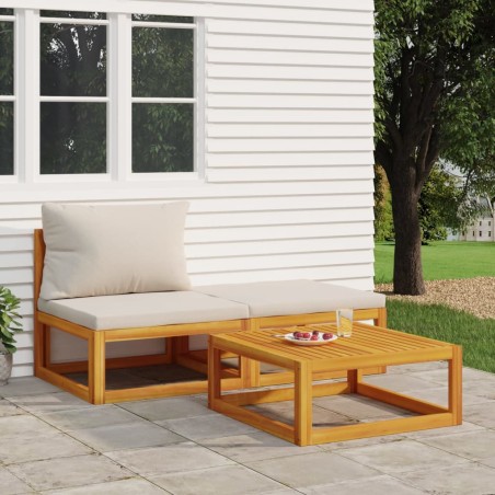vidaXL Set de muebles para jardín 3 piezas con cojines madera acacia