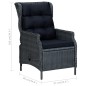 vidaXL Sillón reclinable de jardín con reposapiés ratán PE gris oscuro vidaXL Sillón reclinable de jardín con reposapiés ratán PE gris oscuro