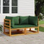 vidaXL Sofás modulares esquina 2 uds madera acacia con cojines verde vidaXL Sofás modulares esquina 2 uds madera acacia con cojines verde
