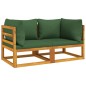 vidaXL Sofás modulares esquina 2 uds madera acacia con cojines verde vidaXL Sofás modulares esquina 2 uds madera acacia con cojines verde