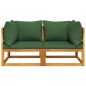 vidaXL Sofás modulares esquina 2 uds madera acacia con cojines verde vidaXL Sofás modulares esquina 2 uds madera acacia con cojines verde