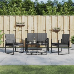 vidaXL Set comedor jardín 5 pzas cojines PP aspecto ratán gris oscuro