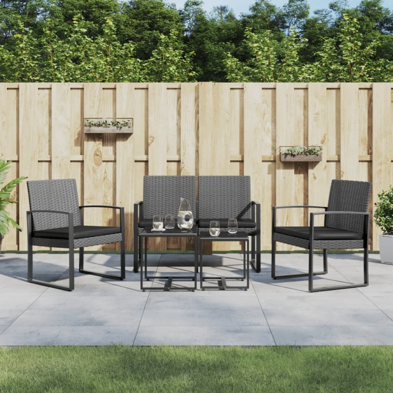 vidaXL Set comedor jardín 5 pzas cojines PP aspecto ratán gris oscuro vidaXL Set comedor jardín 5 pzas cojines PP aspecto ratán gris oscuro