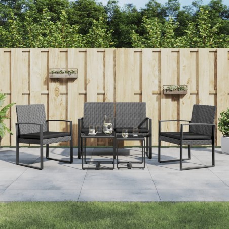 vidaXL Set comedor jardín 5 pzas cojines PP aspecto ratán gris oscuro