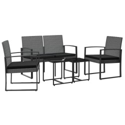 vidaXL Set comedor jardín 5 pzas cojines PP aspecto ratán gris oscuro