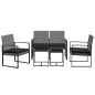vidaXL Set comedor jardín 5 pzas cojines PP aspecto ratán gris oscuro vidaXL Set comedor jardín 5 pzas cojines PP aspecto ratán gris oscuro