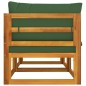 vidaXL Sofás modulares esquina 2 uds madera acacia con cojines verde vidaXL Sofás modulares esquina 2 uds madera acacia con cojines verde