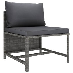 vidaXL Set de sofás de jardín 3 piezas y cojines ratán sintético gris
