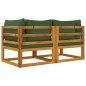 vidaXL Sofás modulares esquina 2 uds madera acacia con cojines verde vidaXL Sofás modulares esquina 2 uds madera acacia con cojines verde