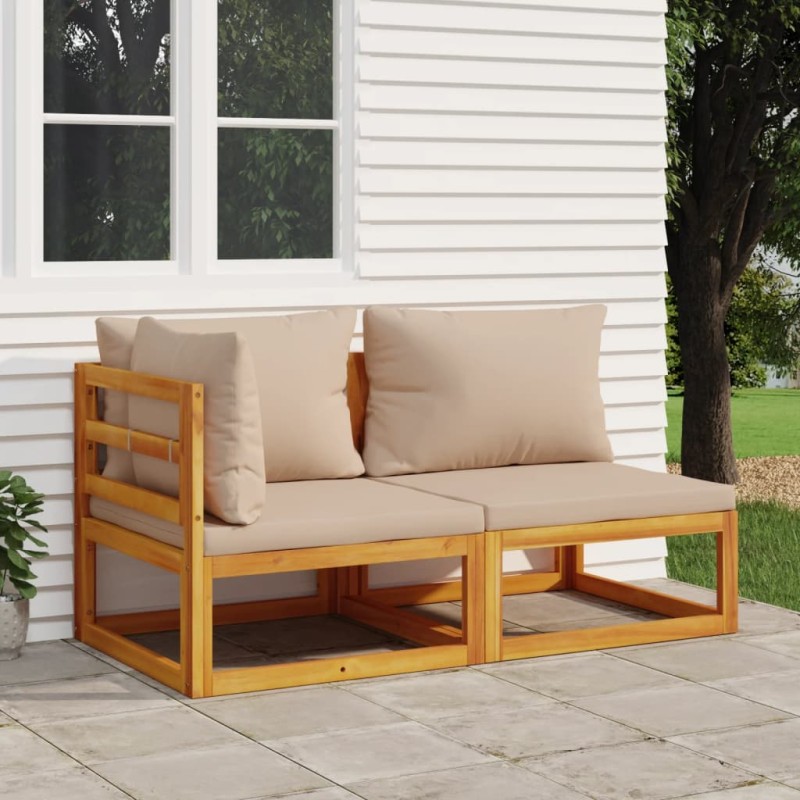 vidaXL Sofás de jardín 2 pzas con cojines madera maciza acacia vidaXL Sofás de jardín 2 pzas con cojines madera maciza acacia