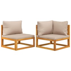 vidaXL Sofás de jardín 2 pzas con cojines madera maciza acacia