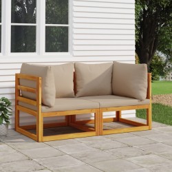 vidaXL Sofás modulares esquina 2 uds madera acacia cojines gris taupé