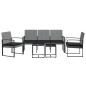 vidaXL Set comedor jardín 5 pzas cojines PP aspecto ratán gris oscuro