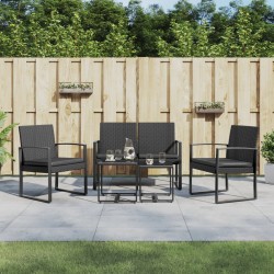 vidaXL Set comedor de jardín 5 pzas con cojines PP aspecto ratán negro