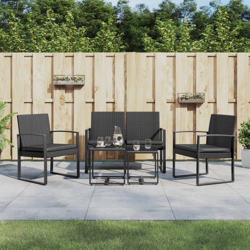 vidaXL Set comedor de jardín 5 pzas con cojines PP aspecto ratán negro