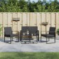 vidaXL Set comedor de jardín 5 pzas con cojines PP aspecto ratán negro