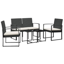 vidaXL Set comedor de jardín 5 pzas con cojines PP aspecto ratán negro