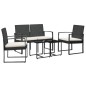 vidaXL Set comedor de jardín 5 pzas con cojines PP aspecto ratán negro