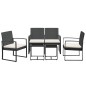 vidaXL Set comedor de jardín 5 pzas con cojines PP aspecto ratán negro
