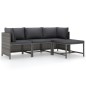 vidaXL Set de muebles de jardín 4 pzas y cojines ratán sintético gris vidaXL Set de muebles de jardín 4 pzas y cojines ratán sintético gris