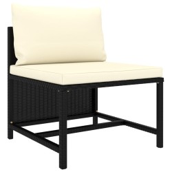 vidaXL Set de sofás de jardín 3 piezas y cojines ratán sintético negro