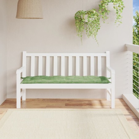 vidaXL Cojín banco de jardín tela Oxford estampado hojas 150x50x7 cm