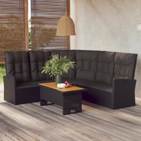 vidaXL Set de muebles de jardín 2 pzas y cojines ratán sintético negro