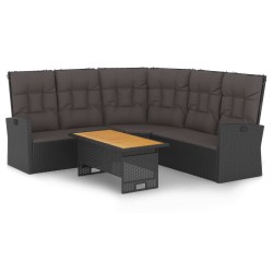 vidaXL Set de muebles de jardín 2 pzas y cojines ratán sintético negro
