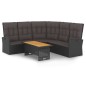 vidaXL Set de muebles de jardín 2 pzas y cojines ratán sintético negro