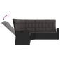 vidaXL Set de muebles de jardín 3 pzas y cojines ratán sintético negro