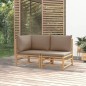 vidaXL Set de muebles de jardín 2 piezas bambú y cojines gris taupe vidaXL Set de muebles de jardín 2 piezas bambú y cojines gris taupe