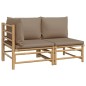 vidaXL Set de muebles de jardín 2 piezas bambú y cojines gris taupe vidaXL Set de muebles de jardín 2 piezas bambú y cojines gris taupe