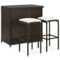 vidaXL Set mesa y sillas de bar jardín 3 piezas ratán sintético marrón vidaXL Set mesa y sillas de bar jardín 3 piezas ratán sintético marrón