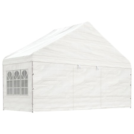 vidaXL Cenador con techo polietileno blanco 5,88x2,23x3,75 m