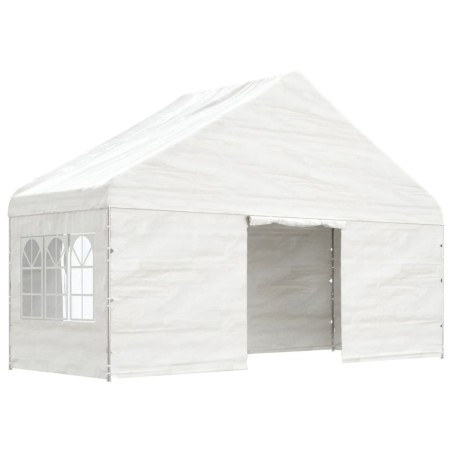 vidaXL Cenador con techo polietileno blanco 5,88x2,23x3,75 m
