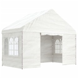 vidaXL Cenador con techo polietileno blanco 4,08x2,23x3,22 m