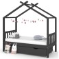 vidaXL Estructura de cama infantil y cajón madera pino gris 80x160cm vidaXL Estructura de cama infantil y cajón madera pino gris 80x160cm
