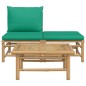 vidaXL Set de muebles de jardín 3 piezas bambú con cojines verde vidaXL Set de muebles de jardín 3 piezas bambú con cojines verde
