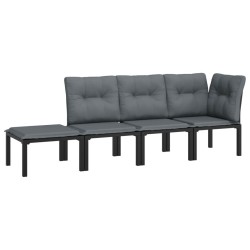 vidaXL Set de muebles de jardín 4 piezas ratán sintético negro y gris