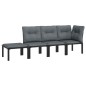 vidaXL Set de muebles de jardín 4 piezas ratán sintético negro y gris vidaXL Set de muebles de jardín 4 piezas ratán sintético negro y gris